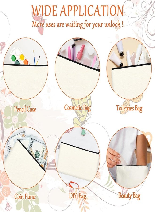 Nirvik Blank DIY Craft Bag Canvas Pen Case Blank Makeup Bags - Canvas Pencil Bag Cotton Canvas Cosmetic Bag Multi-Purpose Travel Cosmetic Bag (Pack of 10) - Image 3